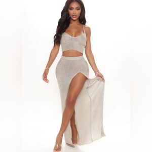 Fashion Nova Cream Top and Skirt